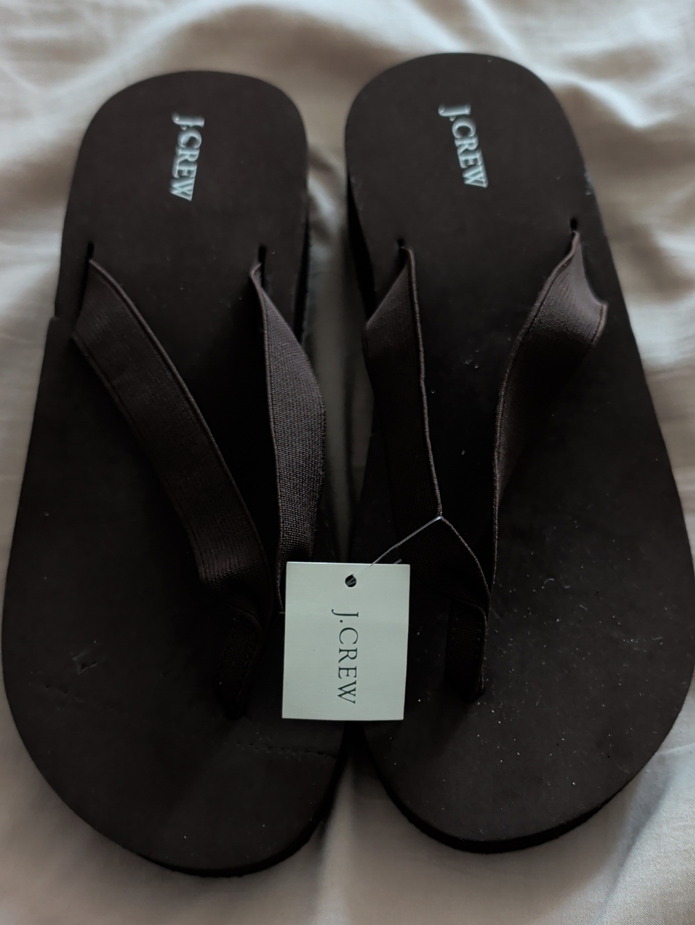 J. Crew Black Thong Flip Flop Wedge Chocolate Brown Sandals